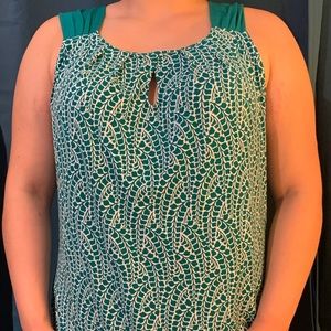 NY & Co. green & white sleeveless top
